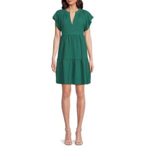 Calvin Klein Green Gauzy Dress w/ Waist Tie & Pockets – Size 2